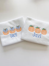 Load image into Gallery viewer, Kid&#39;s Pumpkin Bow Trio Tee
