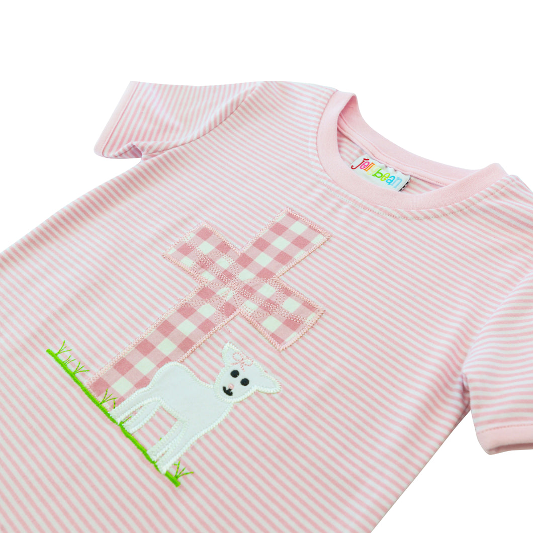 Pink Worthy is the Lamb Applique Pajamas