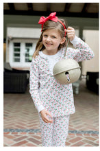 Load image into Gallery viewer, Candy Cane Ruffle Pima Cotton Two Piece Pajamas
