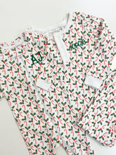 Load image into Gallery viewer, Candy Cane Pima Cotton Zip Footie
