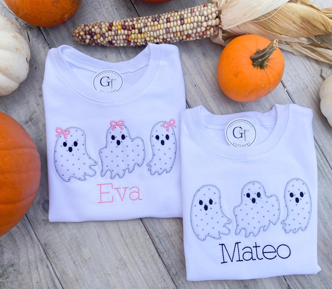 Ghosts with Bow Tee Or Onesie