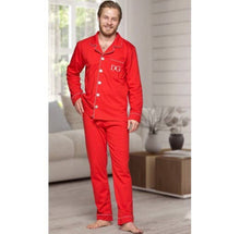 Load image into Gallery viewer, Family Red with White Trim Cotton Pajamas

