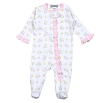 Load image into Gallery viewer, Pink Bunny Pima Cotton Ruffle Zip Footie
