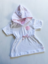 Load image into Gallery viewer, White with Pink Ruffle Seersucker Cover-Up
