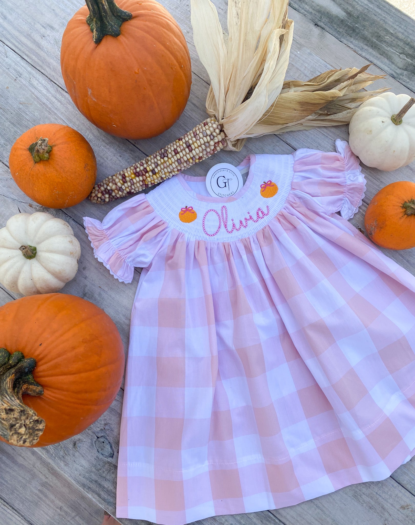 Personalized Smocked Fall Dress Personalized Smocked Fall Dress
