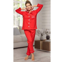 Load image into Gallery viewer, Valentine&#39;s Family Red with White Trim Cotton Pajamas
